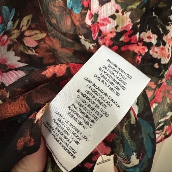 KUT From The Cloth Blouse Sheer Dark Floral Fairy Top Whimsigoth Black Sz 2X - Picture 8 of 12